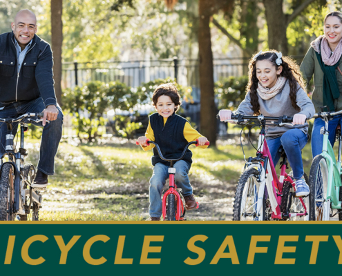 Family riding bicycles