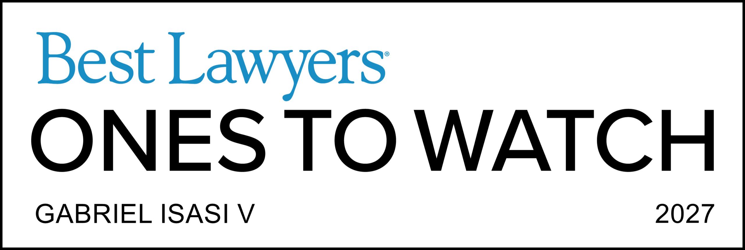 Ones to watch lawyer logo Gabriel Isasi V