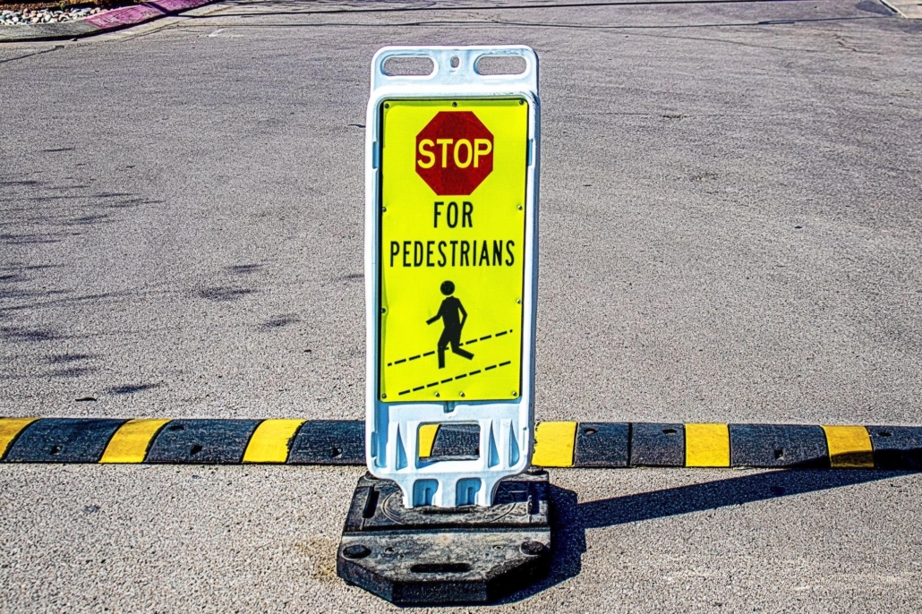 car crash parking lot pedestrian