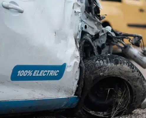 what happens to electric car batteries in a crash